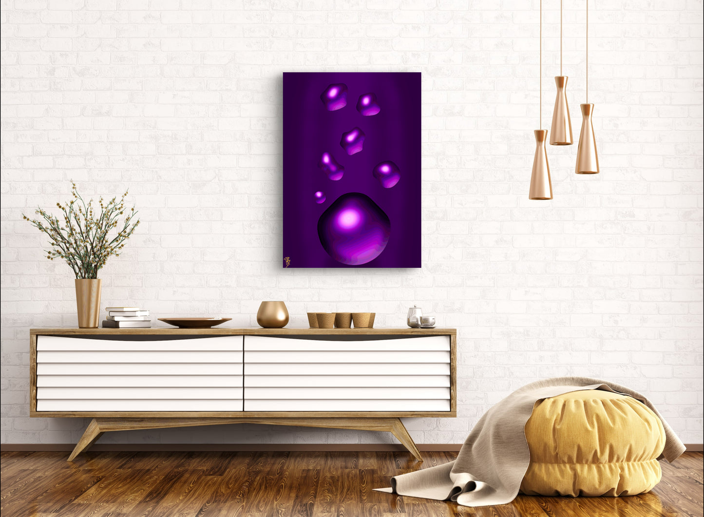 Formless: Liquid Amethyst - Only One, Limited Edition Art A1 Stretched Cotton Canvas Print