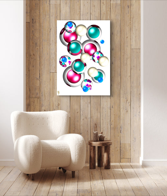 Falling Marbles: Cherry Speckled Rainbow - Limited Edition Art Print In Sizes A2-A1