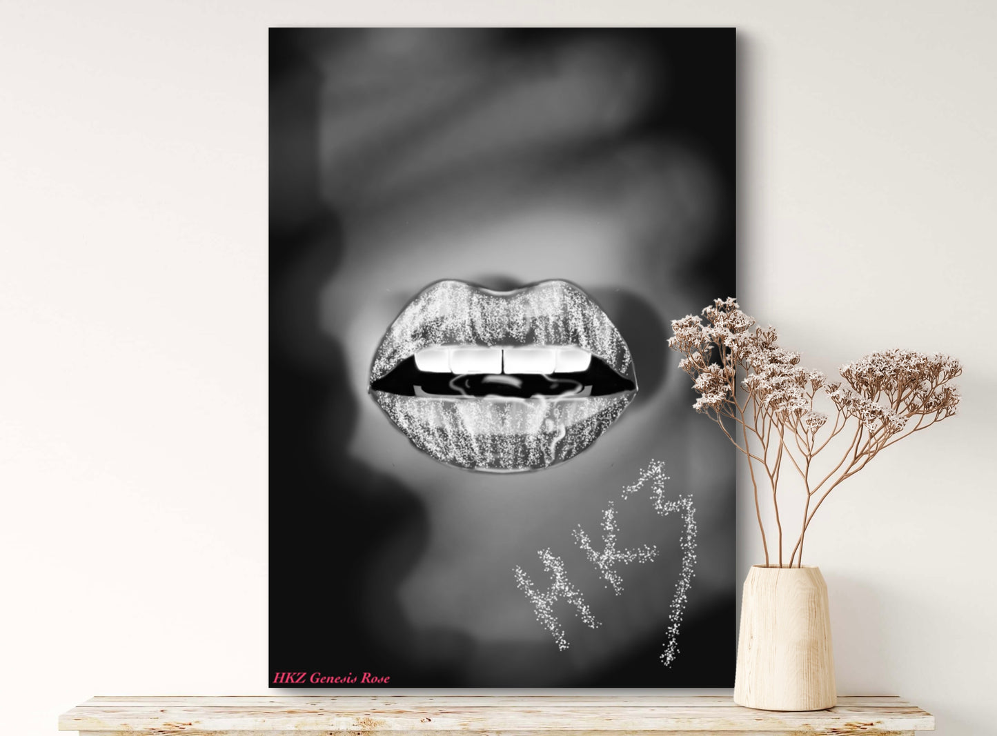 Glitter Greyscale Lips - Bold & Moist - Open Collection Art Prints - A3