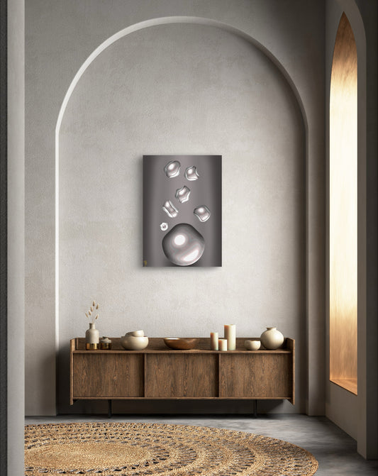 Formless: Cracking Silver - Only One, Limited Edition Art A1 Stretched Cotton Canvas Print