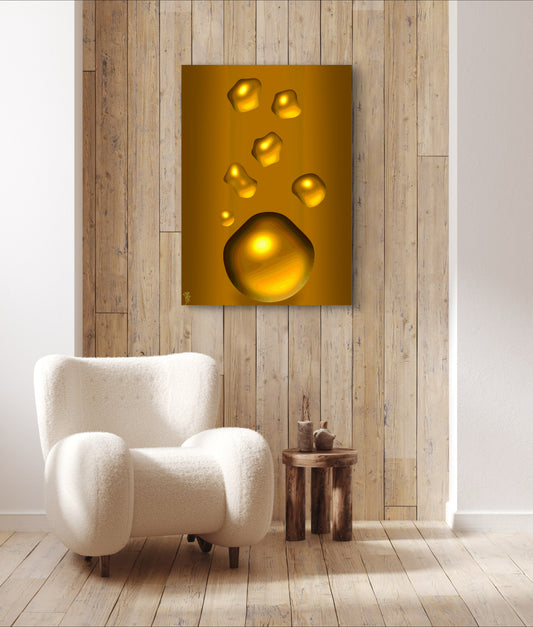 Formless: Liquid Gold - Only One, Limited Edition Art A1 Stretched Cotton Canvas Print