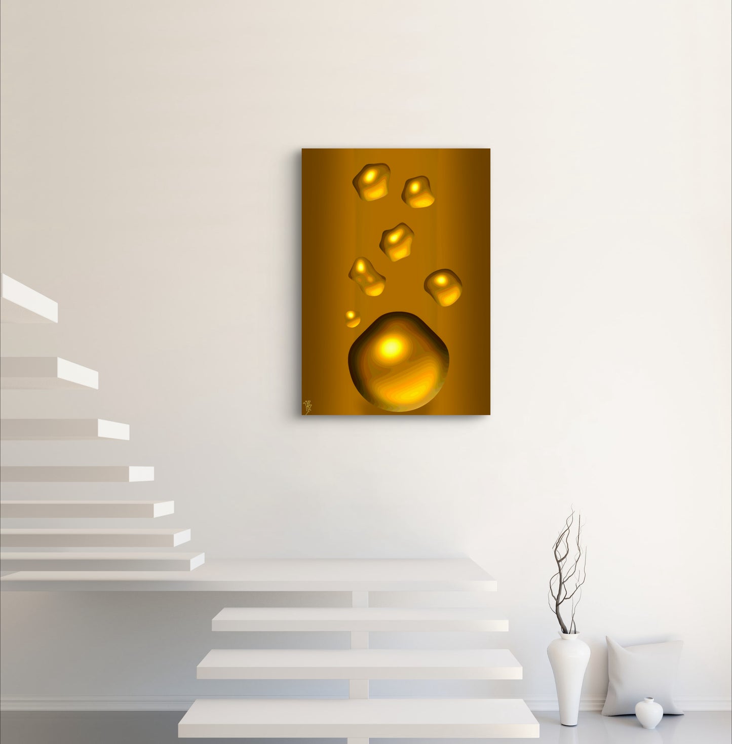 Formless: Liquid Gold - Only One, Limited Edition Art A1 Stretched Cotton Canvas Print