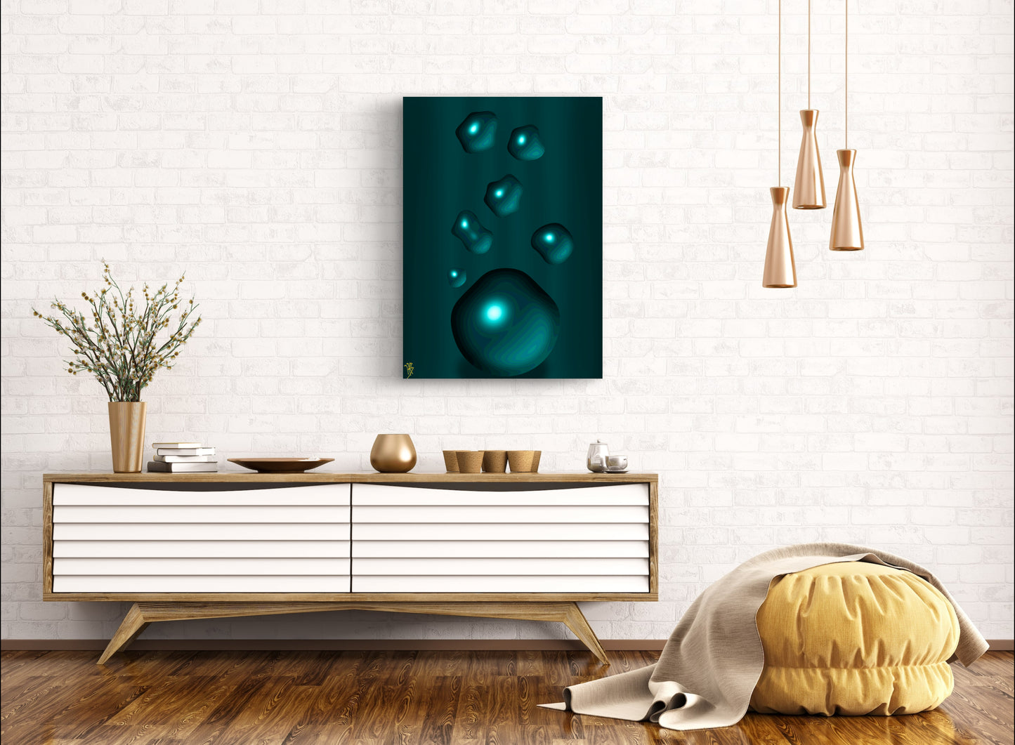 Formless: Boundless Teal - Only One, Limited Edition Art A1 Stretched Cotton Canvas Print