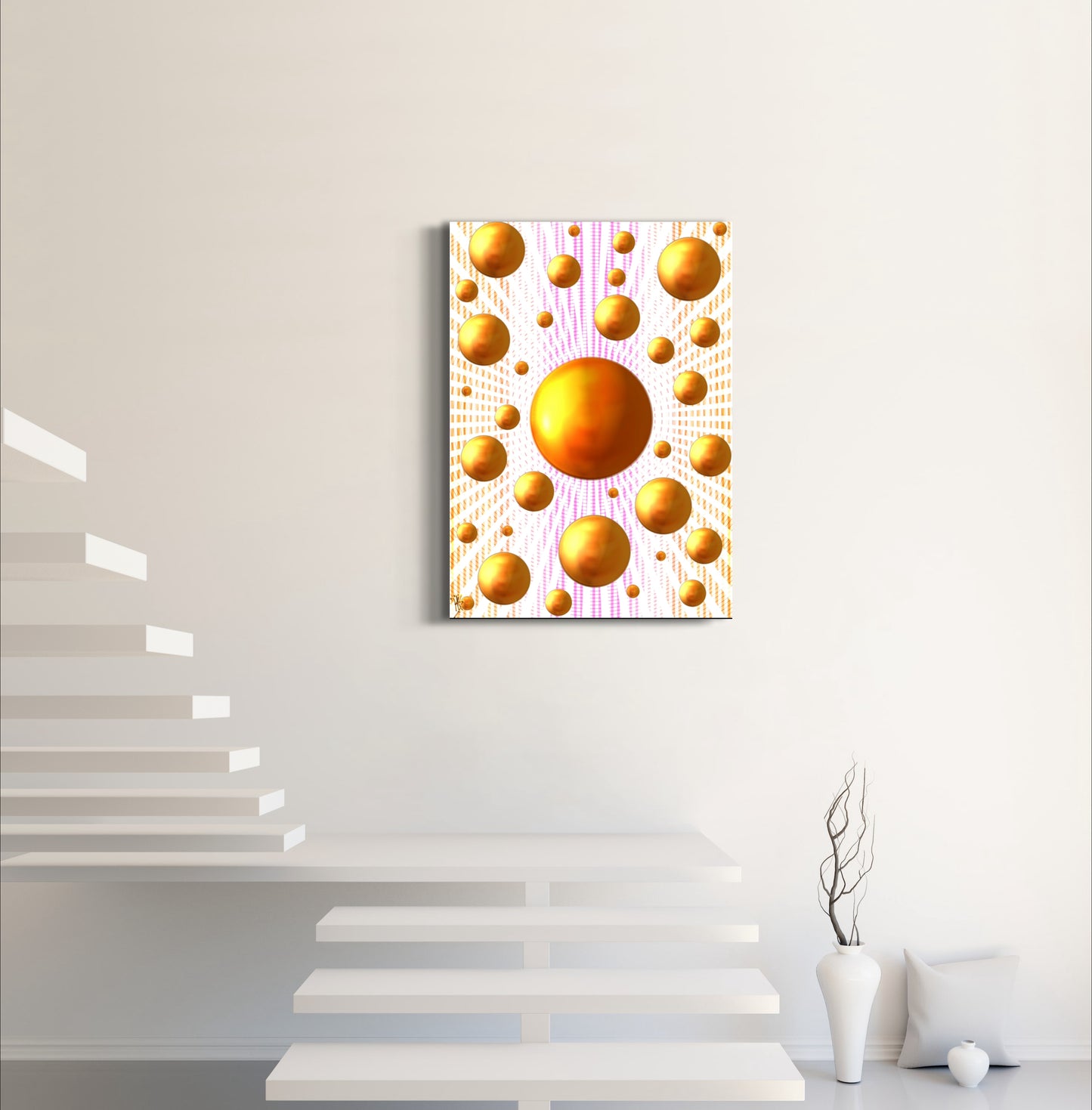 Serenity Spheres - Salmon Burst Limited Edition Art Print In Sizes A3-A1