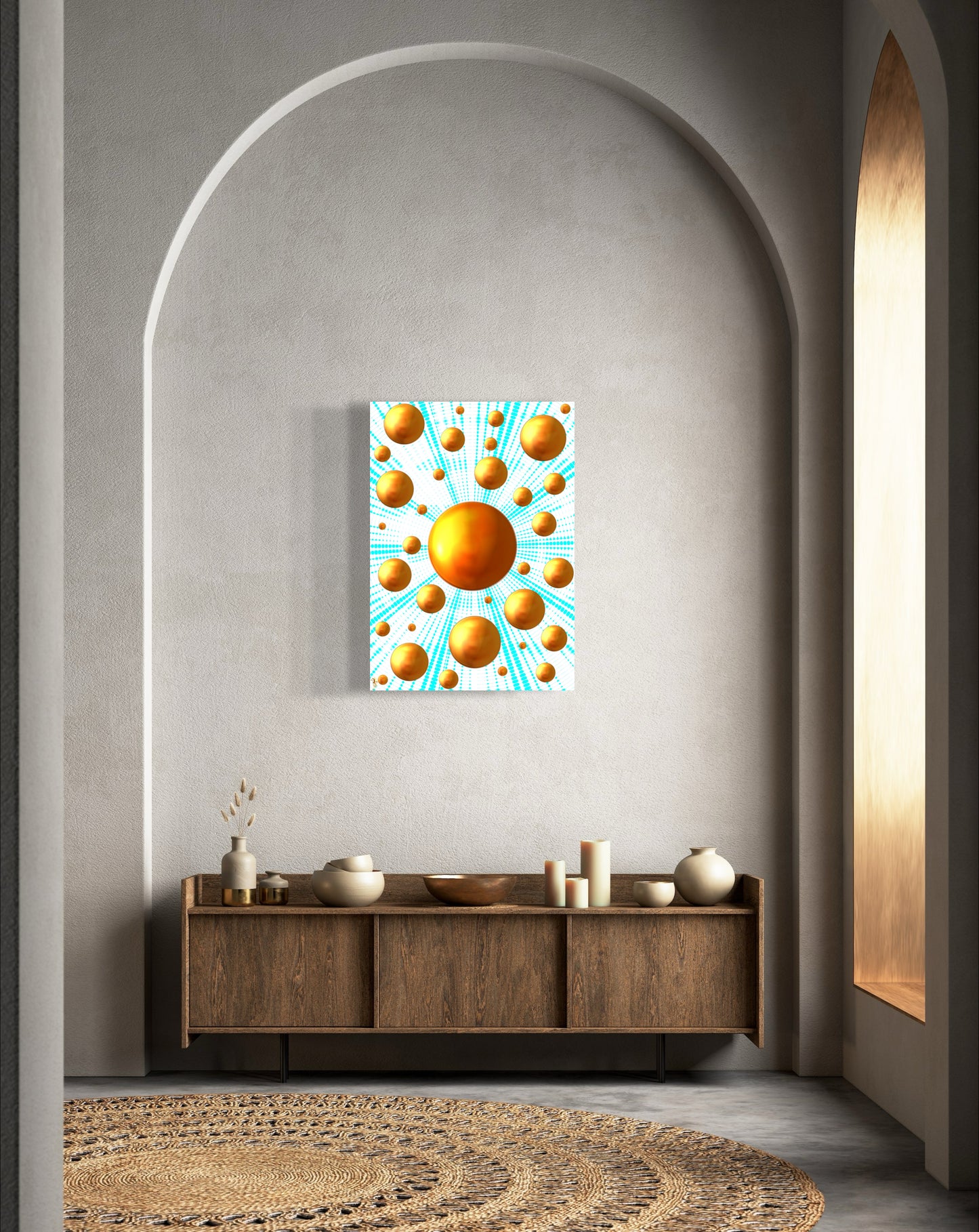 Serenity Spheres - Blue Sunburst Limited Edition Art Print In Sizes A3-A1
