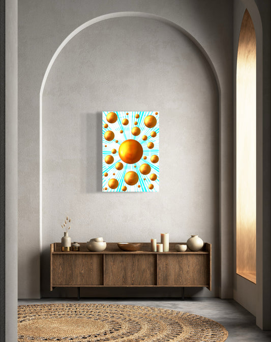 Serenity Spheres - Blue Sunburst Limited Edition Art Print In Sizes A3-A1