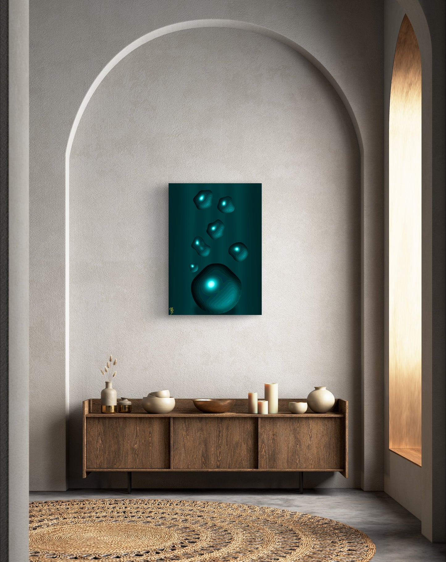Formless: Boundless Teal - Only One, Limited Edition Art A1 Stretched Cotton Canvas Print