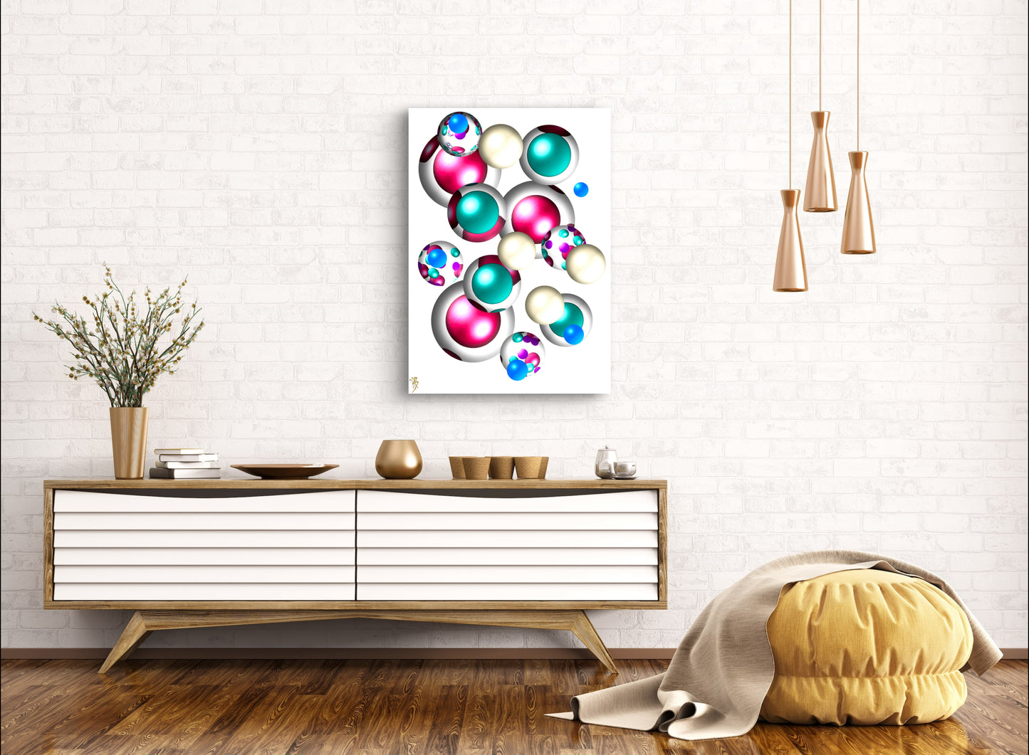 Falling Marbles: Cherry Speckled Rainbow - Limited Edition Art Print In Sizes A2-A1