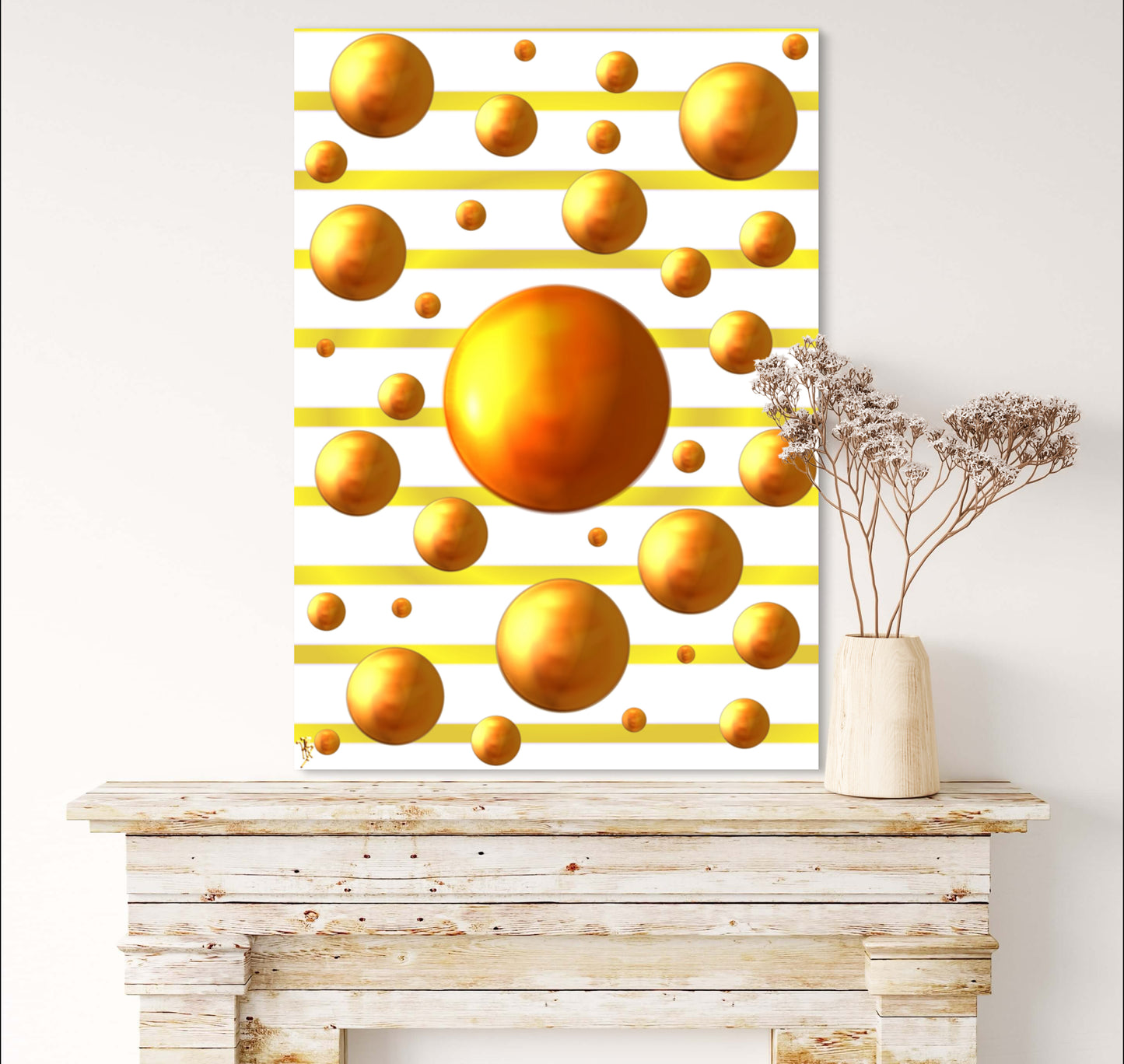Serenity Spheres - Balance of Gold and White Limited Edition Art Print In Sizes A3-A1