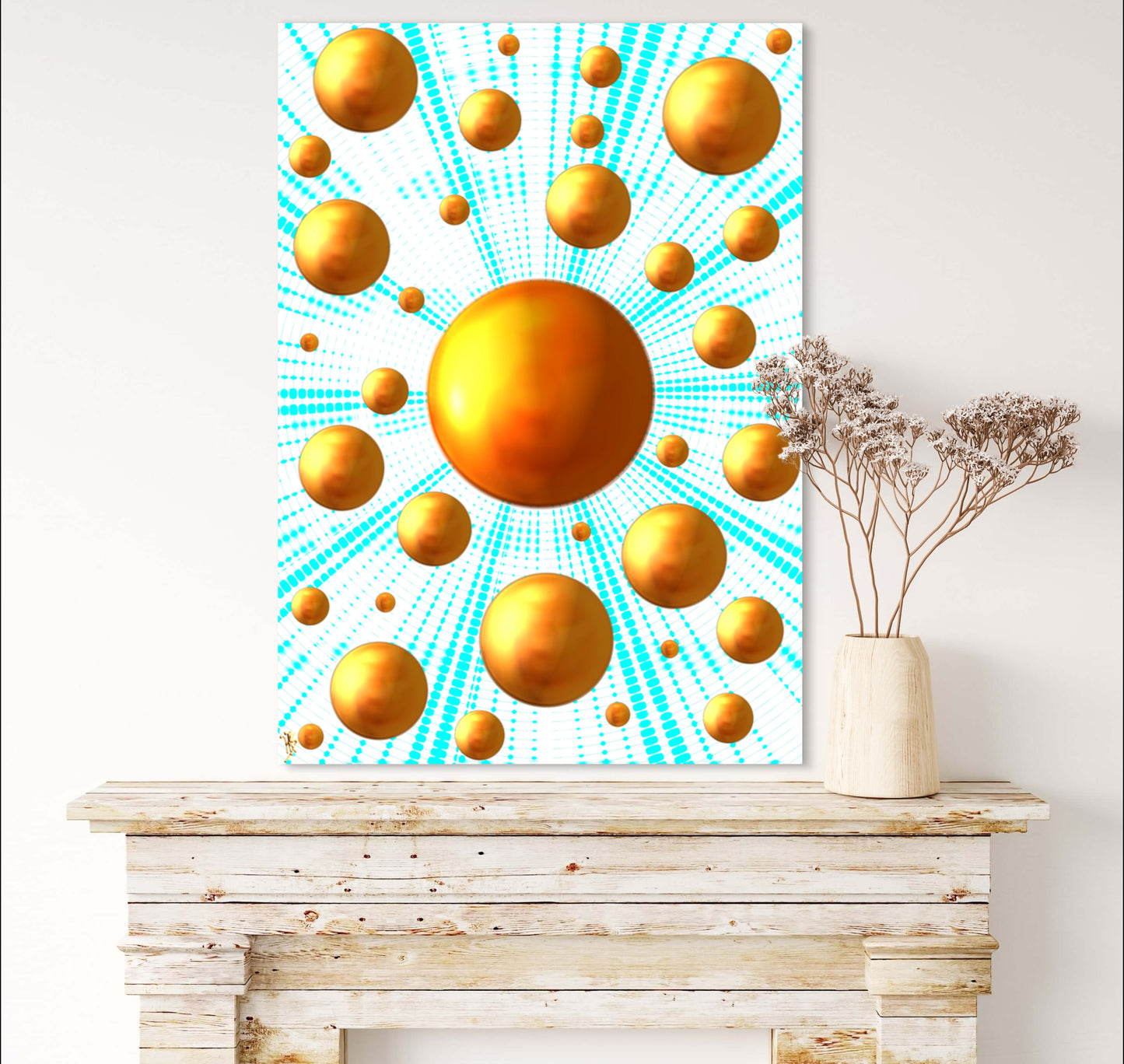 Serenity Spheres - Blue Sunburst Limited Edition Art Print In Sizes A3-A1