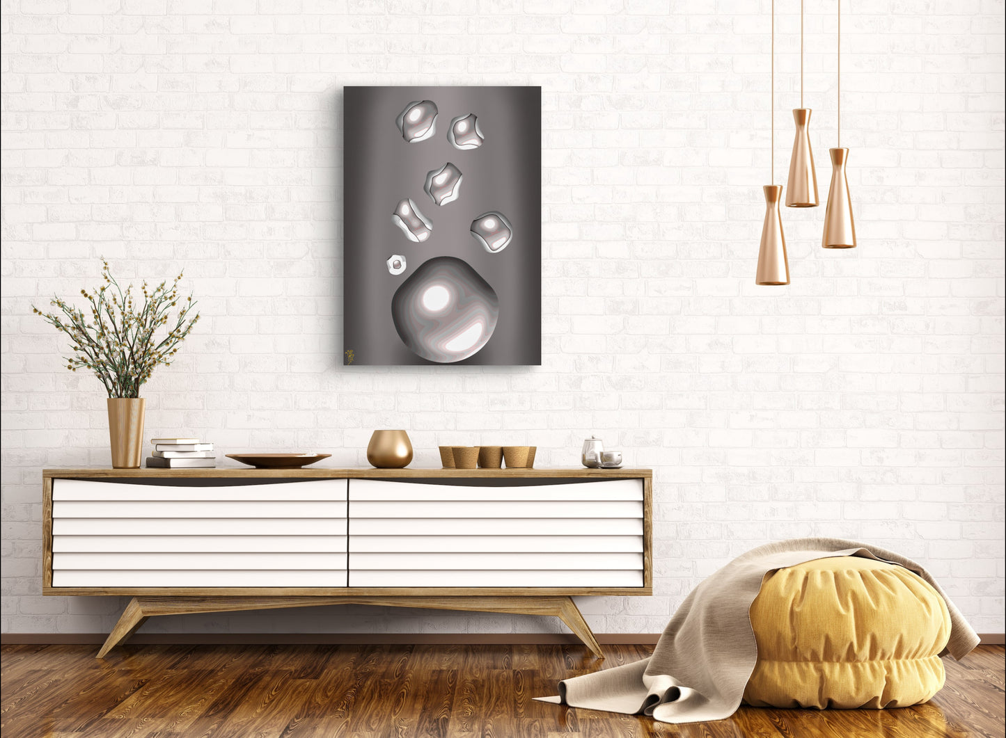 Formless: Cracking Silver - Only One, Limited Edition Art A1 Stretched Cotton Canvas Print