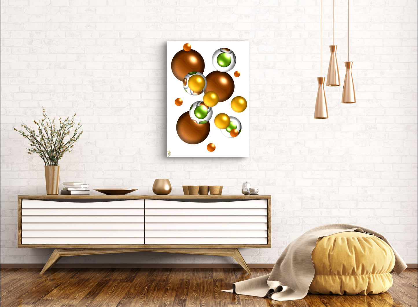 Autumnal Marbles: Orange & Wood Blossom - Limited Edition Art Print In Sizes A2-A1