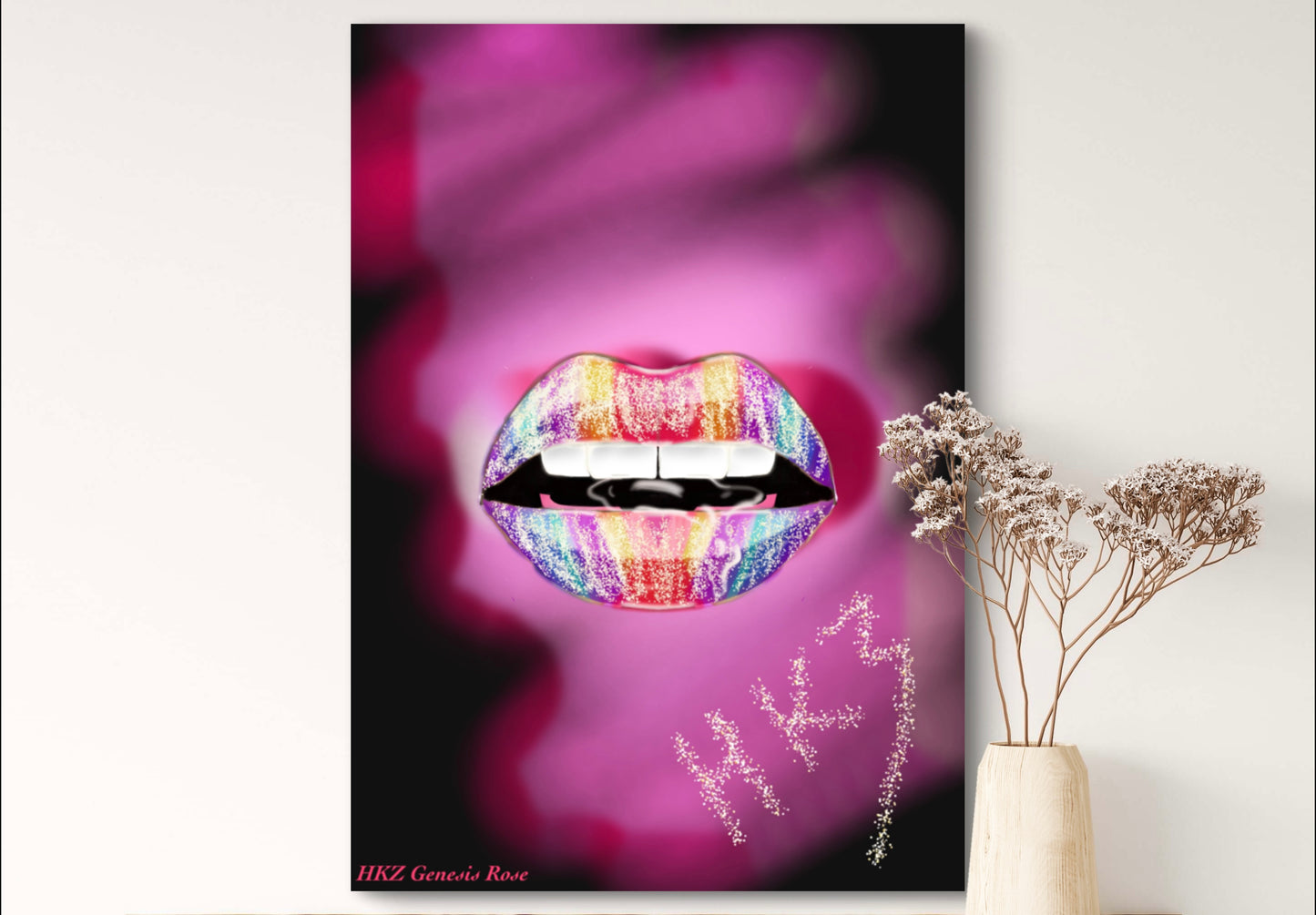 Rainbow Glitter Lips - Bold & Moist - Open Collection Art Prints - A3