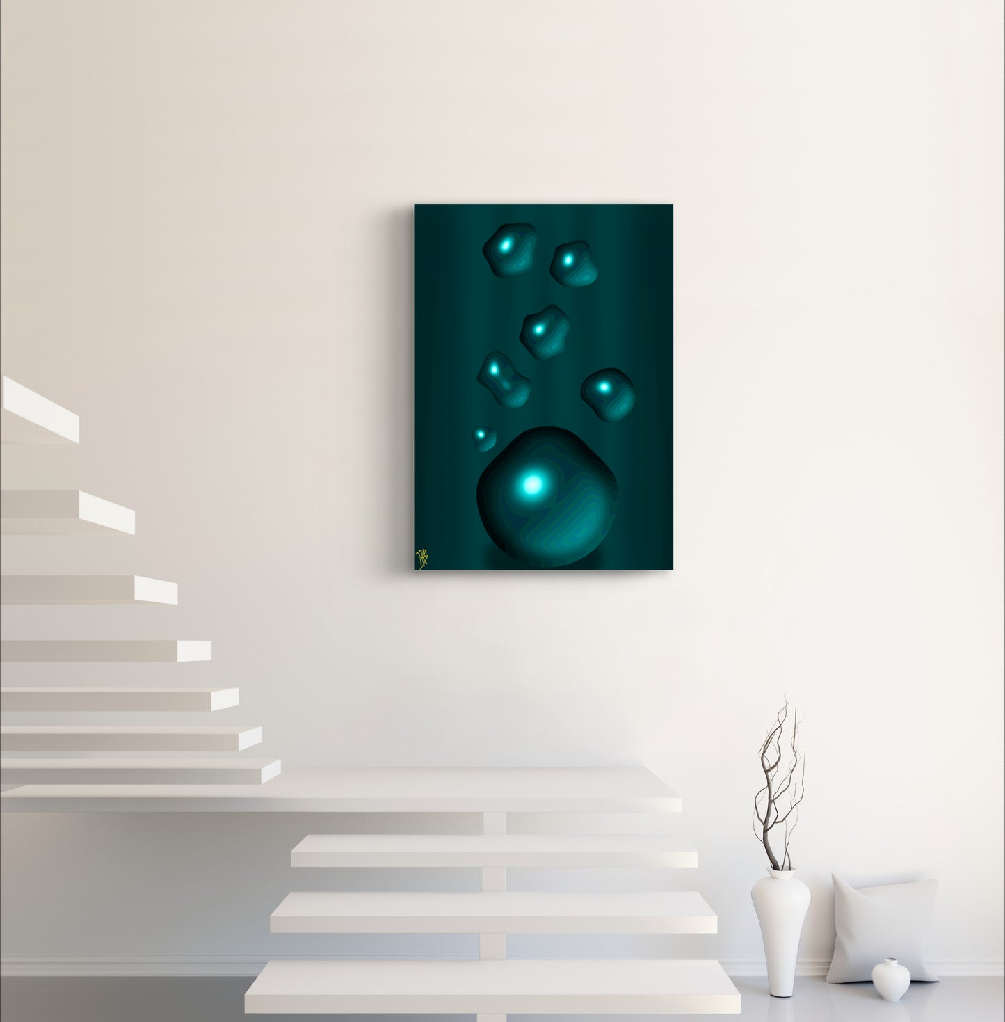 Formless: Boundless Teal - Only One, Limited Edition Art A1 Stretched Cotton Canvas Print