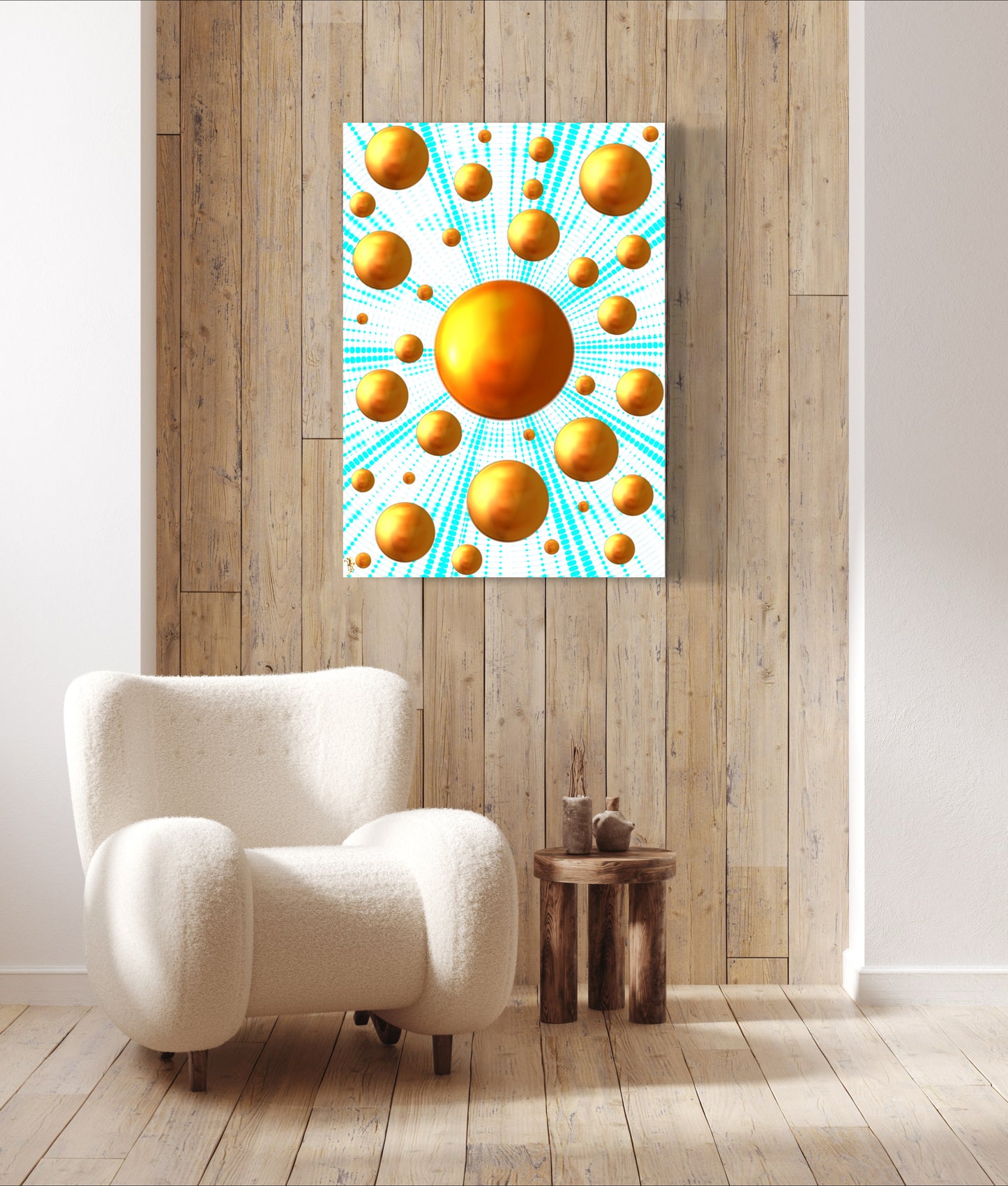 Serenity Spheres - Blue Sunburst Limited Edition Art Print In Sizes A3-A1