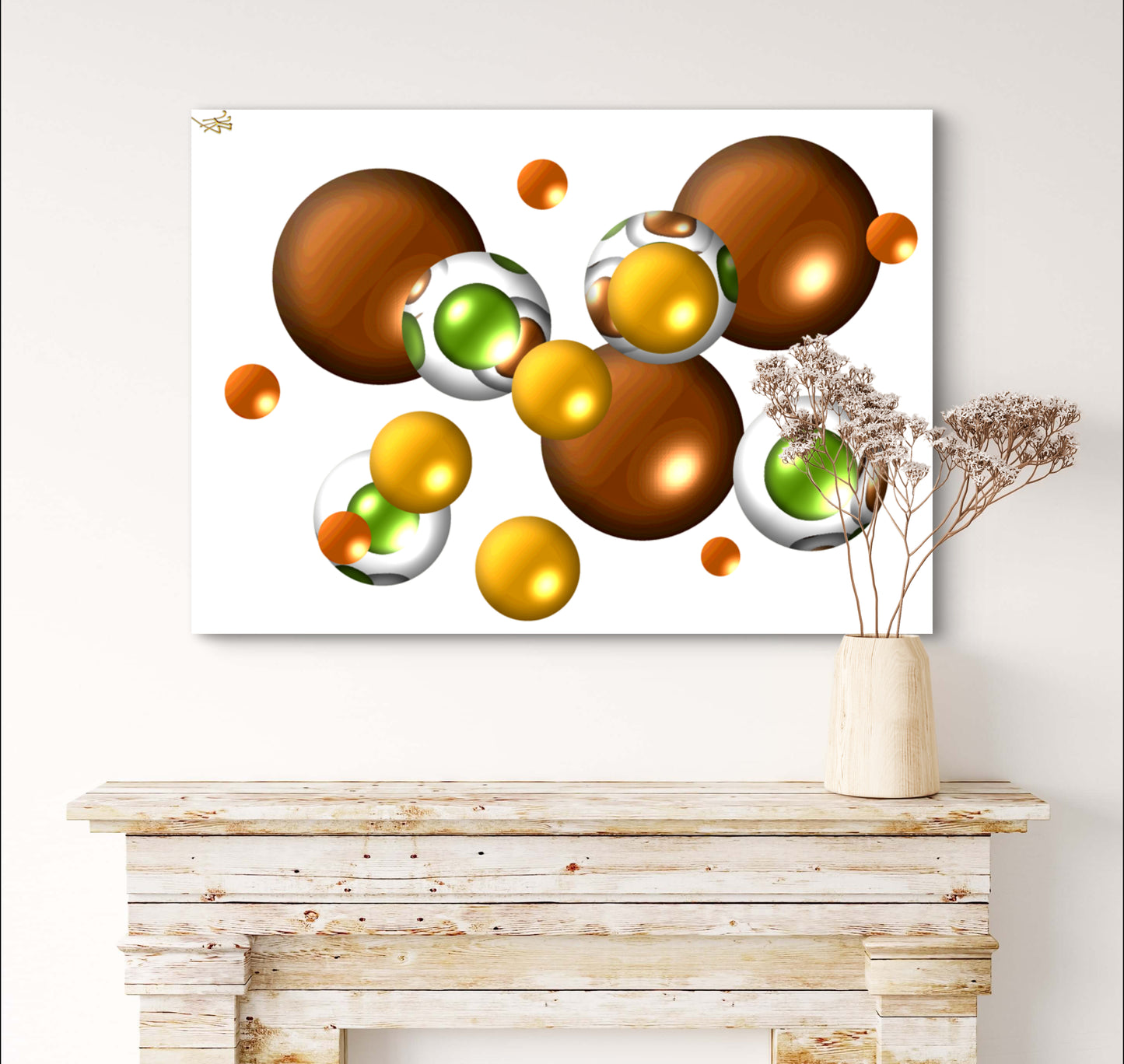 Autumnal Marbles: Orange & Wood Blossom - Limited Edition Art Print In Sizes A2-A1