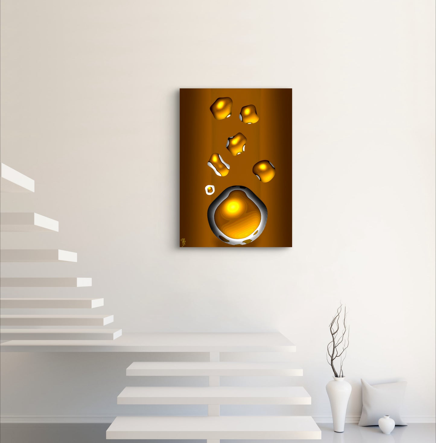 Formless: Molten Amber - Only One, Limited Edition Art A1 Stretched Cotton Canvas Print