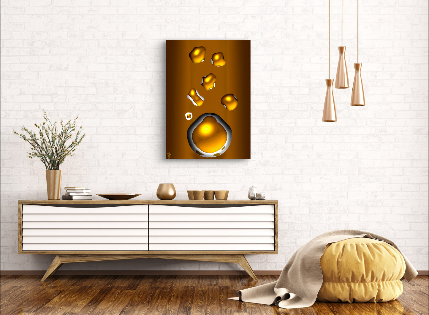 Formless: Molten Amber - Only One, Limited Edition Art A1 Stretched Cotton Canvas Print