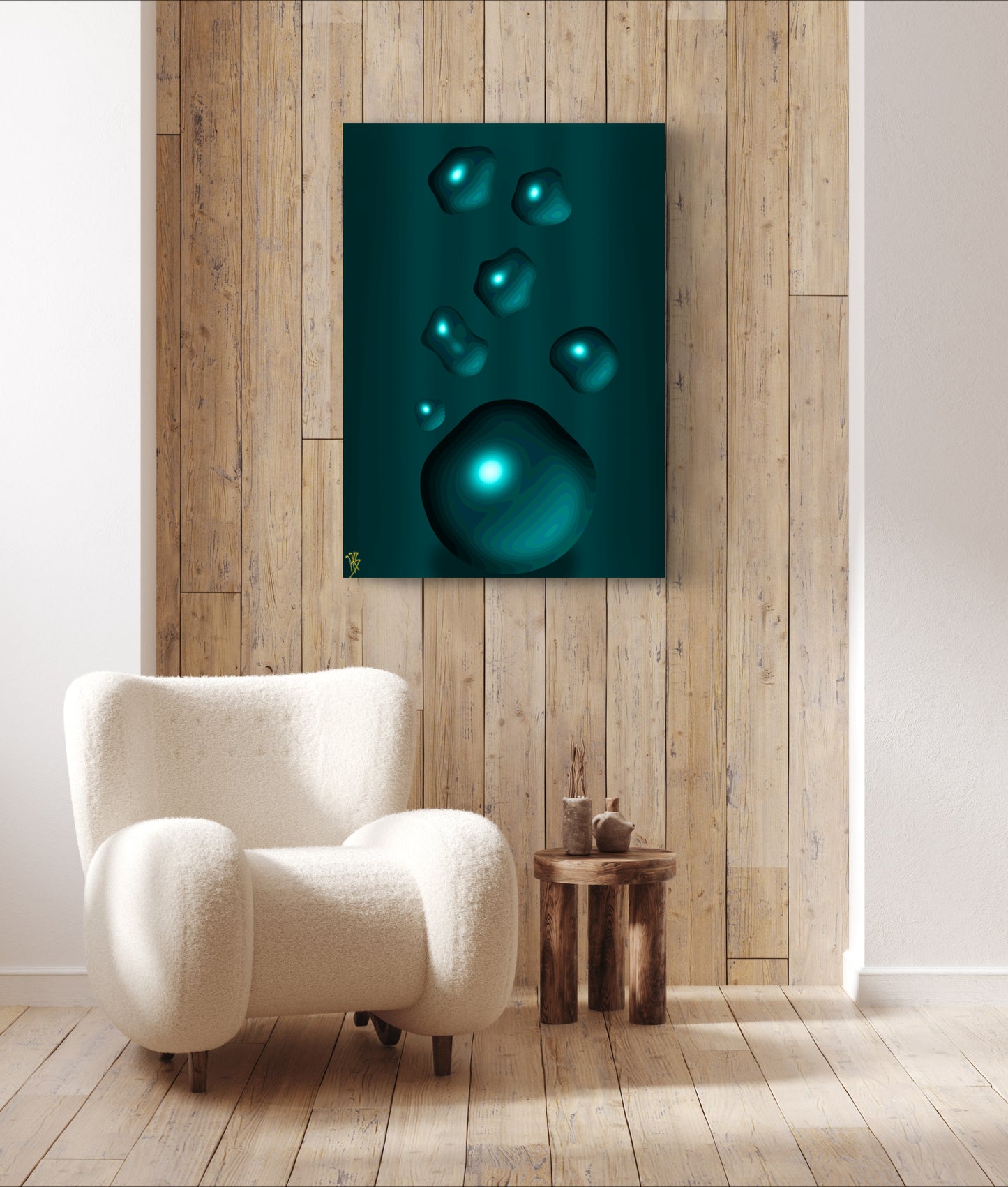 Formless: Boundless Teal - Only One, Limited Edition Art A1 Stretched Cotton Canvas Print