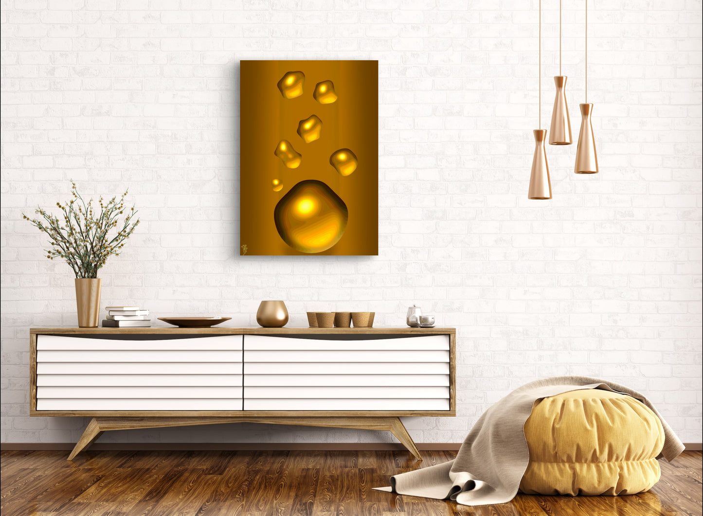 Formless: Liquid Gold - Only One, Limited Edition Art A1 Stretched Cotton Canvas Print