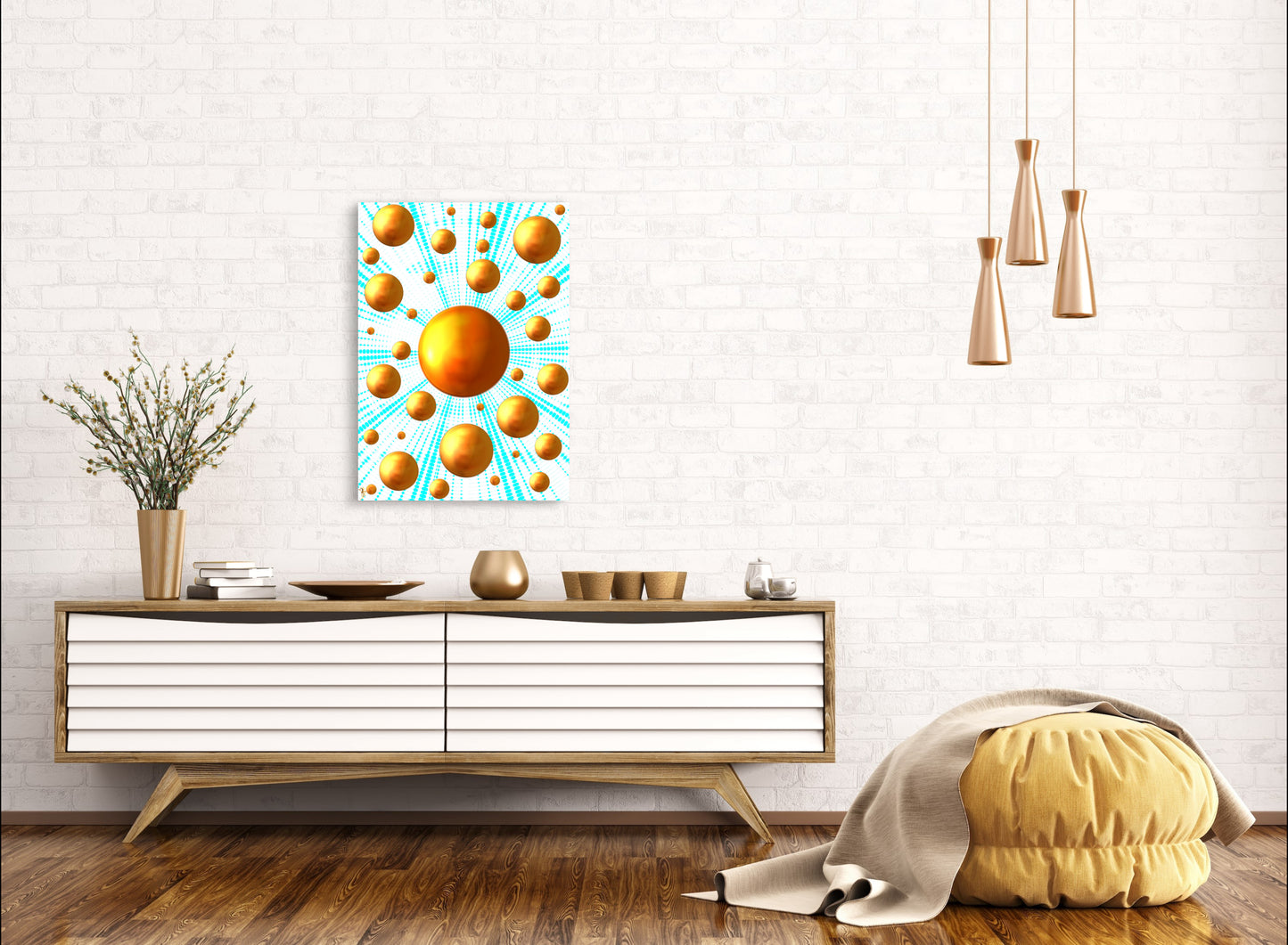 Serenity Spheres - Blue Sunburst Limited Edition Art Print In Sizes A3-A1