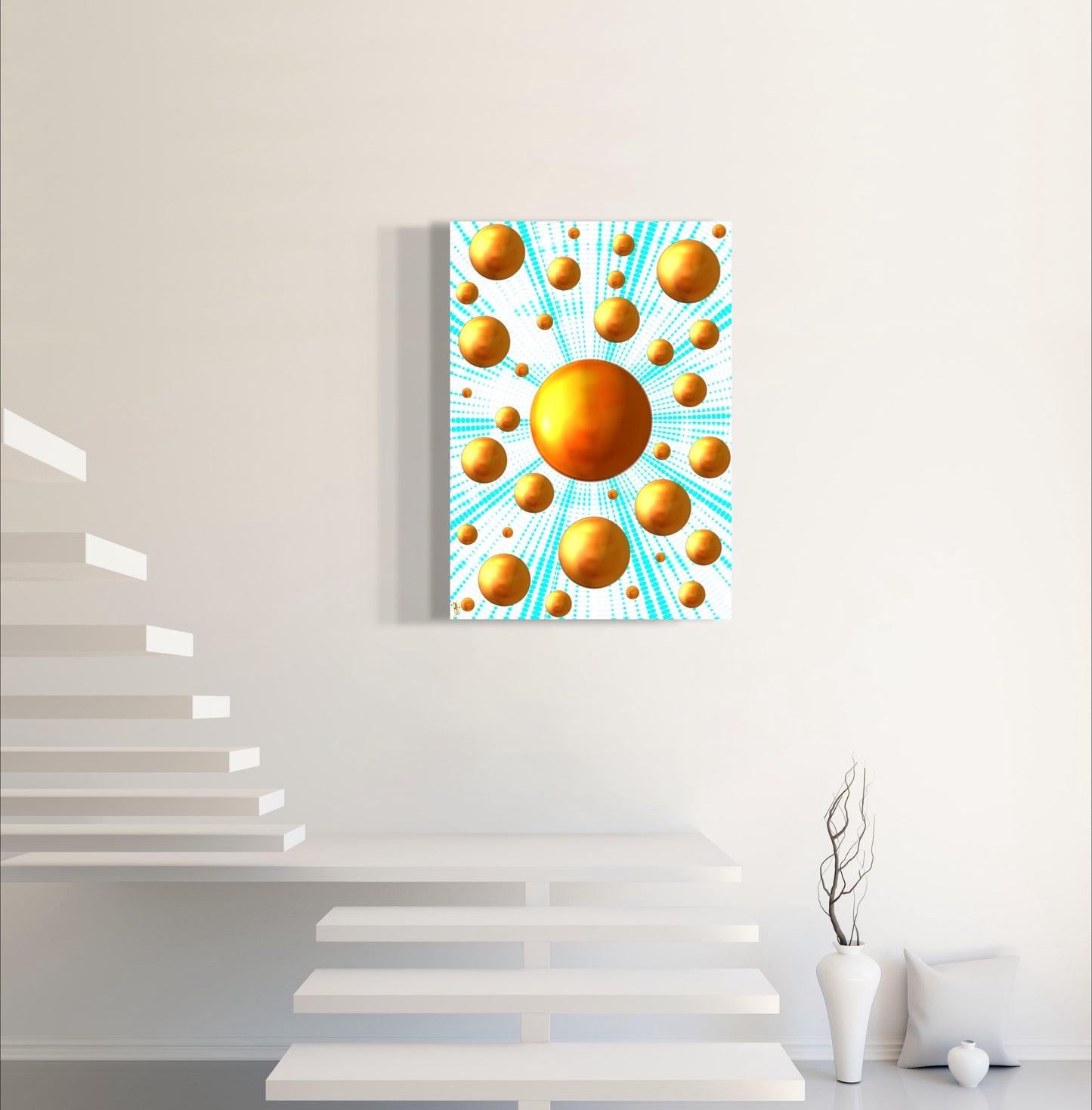 Serenity Spheres - Blue Sunburst Limited Edition Art Print In Sizes A3-A1