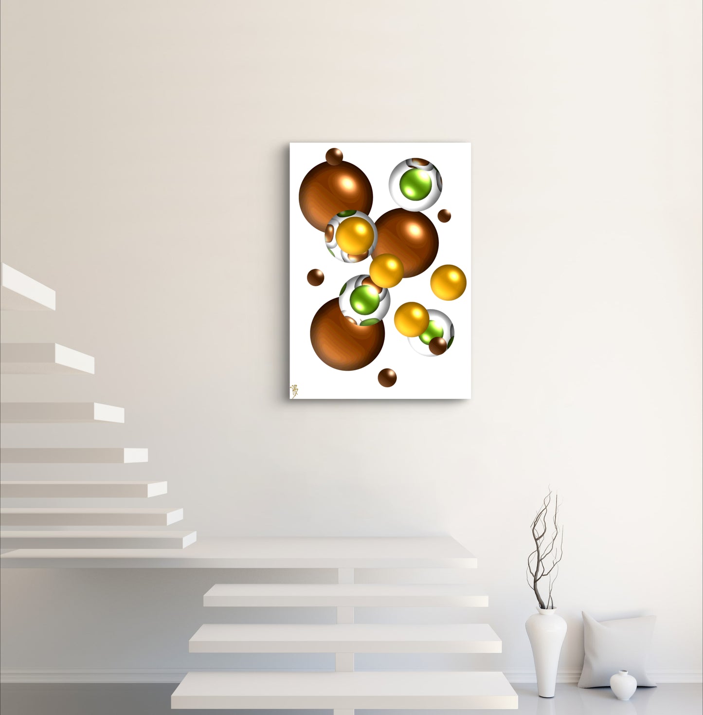 Autumnal Marbles: Orange & Wood Blossom - Limited Edition Art Print In Sizes A2-A1