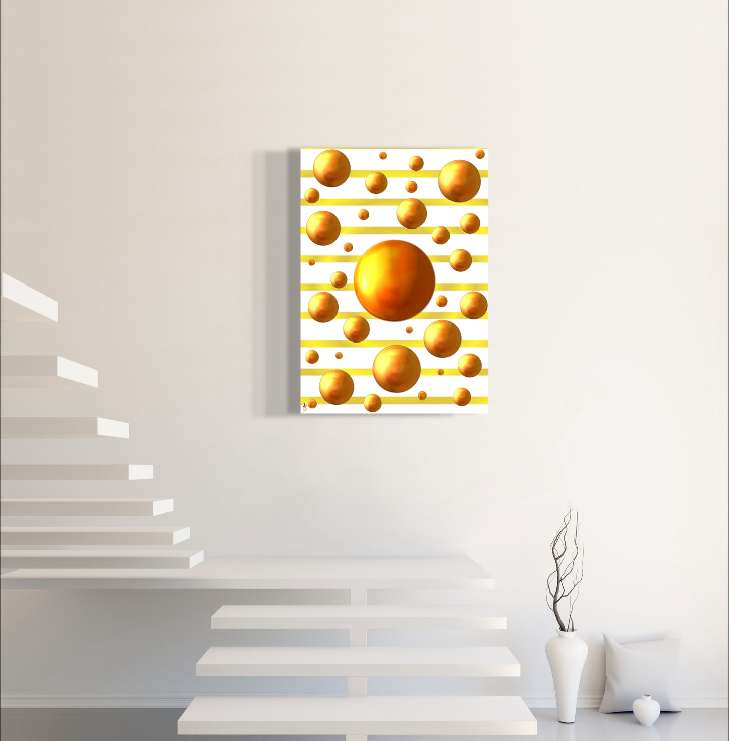 Serenity Spheres - Balance of Gold and White Limited Edition Art Print In Sizes A3-A1