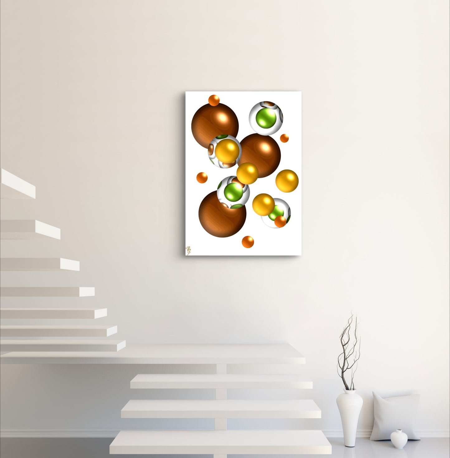 Autumnal Marbles: Orange & Wood Blossom - Limited Edition Art Print In Sizes A2-A1