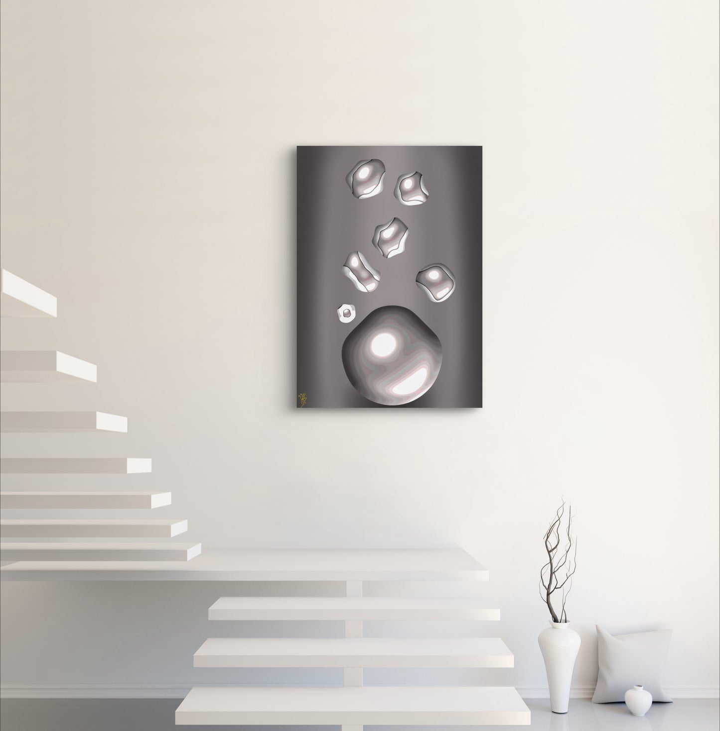 Formless: Cracking Silver - Only One, Limited Edition Art A1 Stretched Cotton Canvas Print