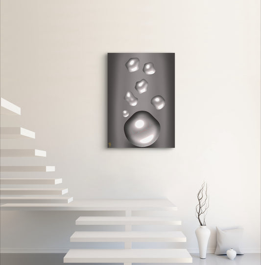 Formless: Liquid Silver - Only One, Limited Edition Art A1 Stretched Cotton Canvas Print