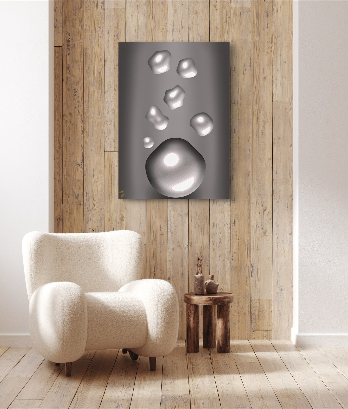 Formless: Liquid Silver - Only One, Limited Edition Art A1 Stretched Cotton Canvas Print