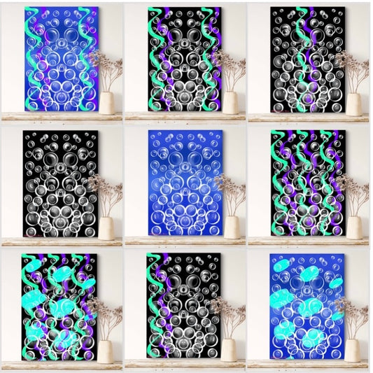 Aquatic Symmetry Collection - 13 Pieces - Open Collection Art Prints - A3