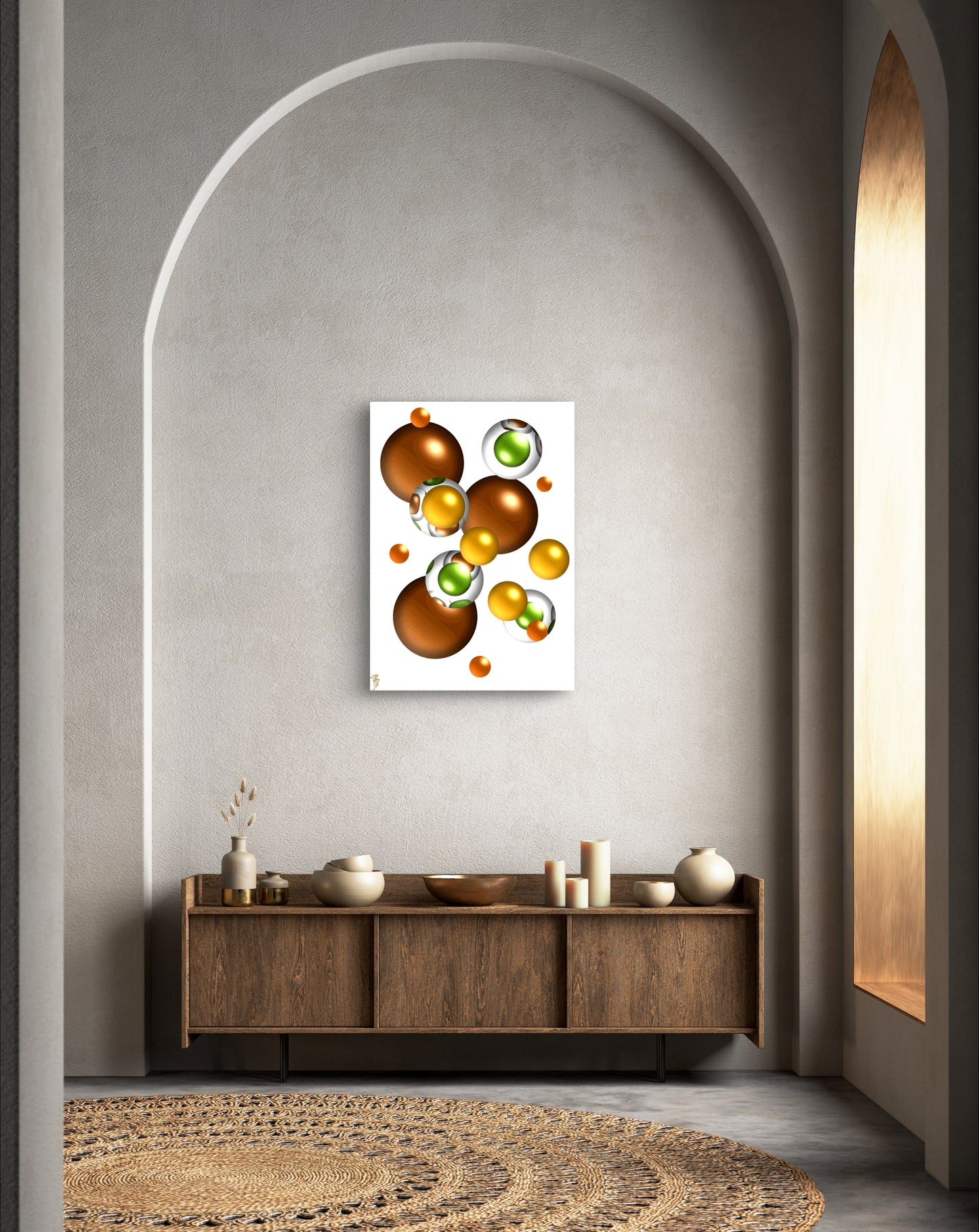 Autumnal Marbles: Orange & Wood Blossom - Limited Edition Art Print In Sizes A2-A1