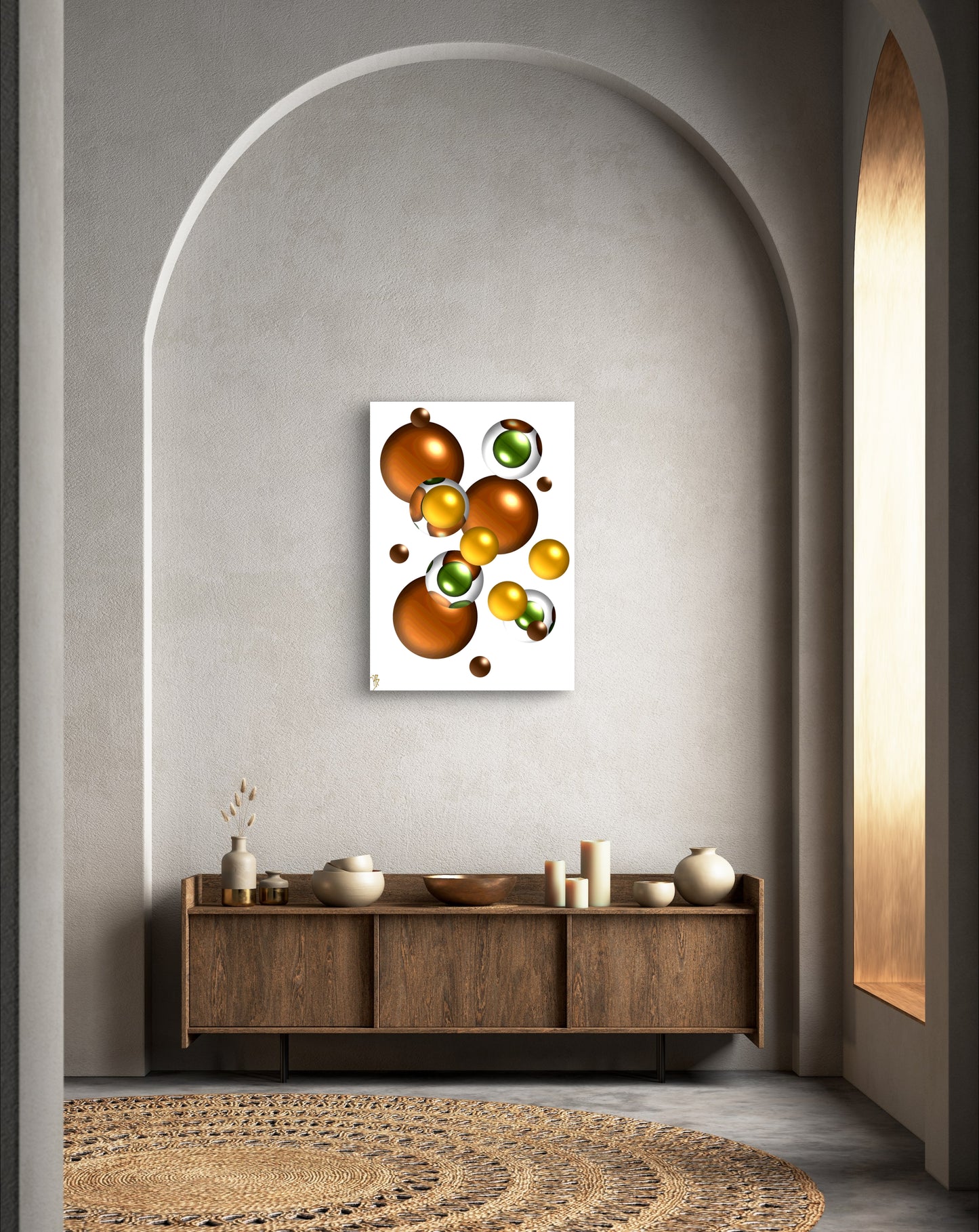Autumnal Marbles: Woodland Tangerine & Chocolate Drop - Limited Edition Art Print In Sizes A2-A1